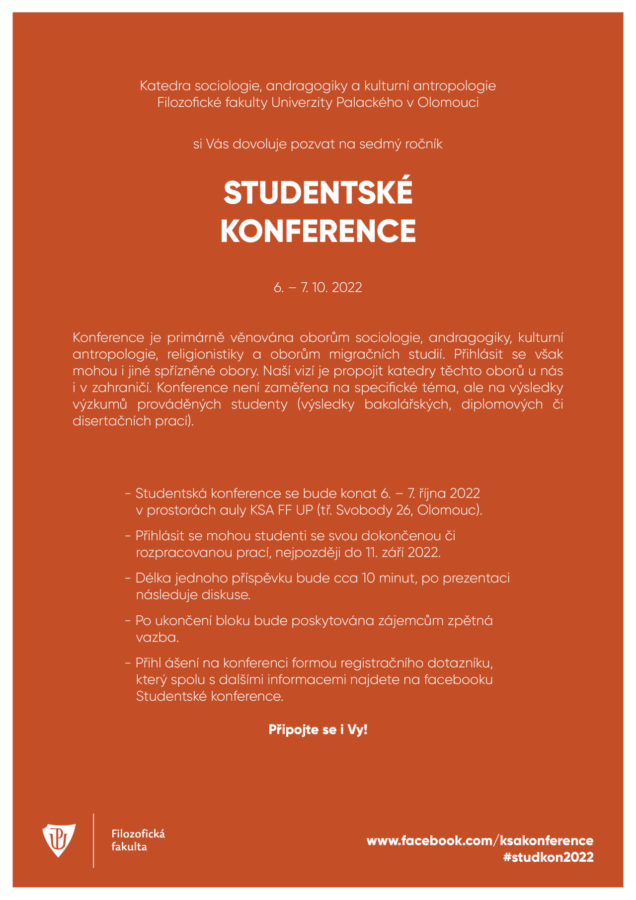 Studentská konference v Olomouci: 6. – 7. října 2022